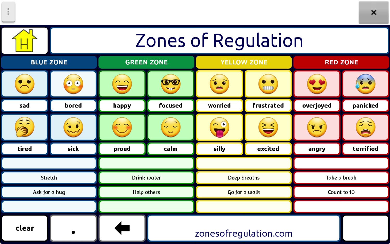 WordPower 80 Zones of Regulation Screenshot
