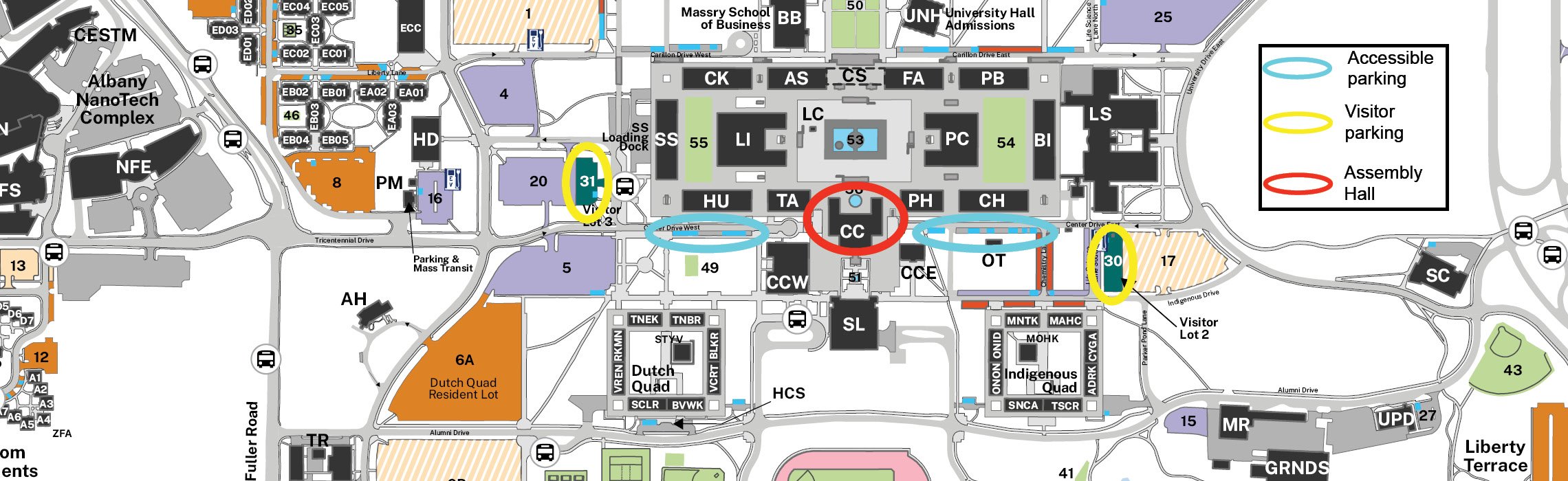 Campus Center Area Map with Parking