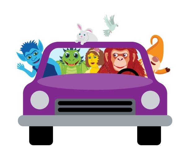 Graphic of AAC monsters in a car