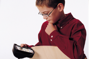 photo of young boy with early Saltillo handheld device